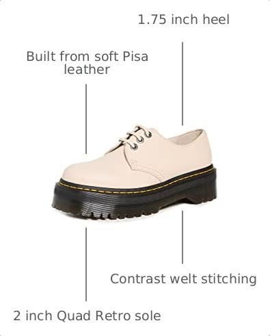 Image of Dr. Martens Womens 1461 Quad Smooth Leather Platform Shoes
