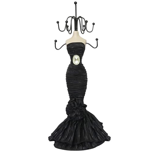 WE Doll Jewelry Stand Holder Mannequin Necklace Display Orgaziner Black Evening Gown Jewelry Stand 10 inches