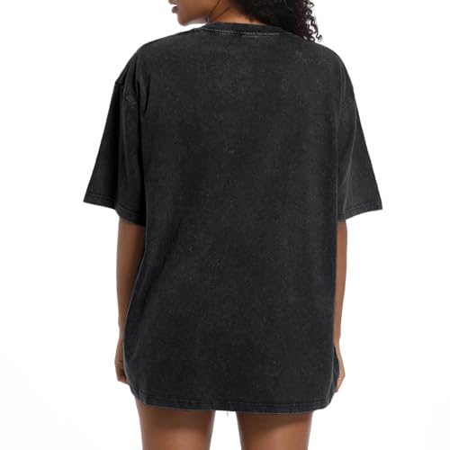 Tuislay Oversized Tshirt Shirts for Women Vintage Acid Wash T Shirt Cotton Casual Baggy Boyfriend Teens Basic Grunge Tees Top4
