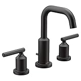 Moen T6142BL Gibson Two-Handle 8-Inch Widespread High Arc Modern Bathroom Sink Faucet, Valve...