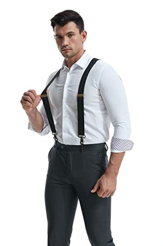 Image of MENDENG Suspenders for Men Heavy Duty Swivel Hooks Retro X-Back Adjustable Brace