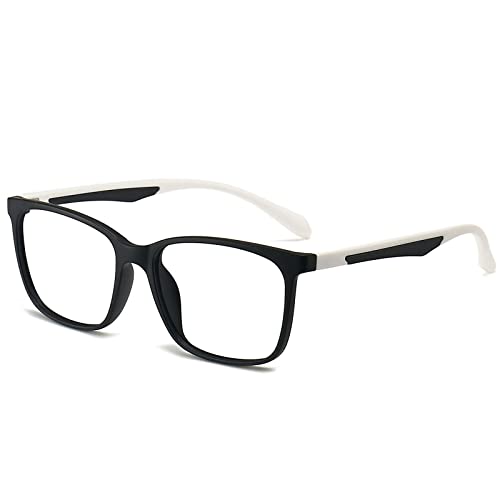 Image of ANRRI Blue Light Blocking Glasses Anti Eyestrain Lens Lightweight Frame Eyeglasses Black White Frame Men /Women