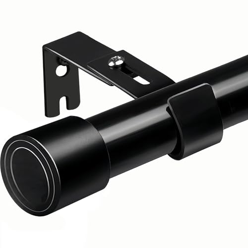 barra cortina 3 metros palo cortina extensible barra cortinas para salón dormitorio cocina 72-310 cm (negro Φ25 mm)