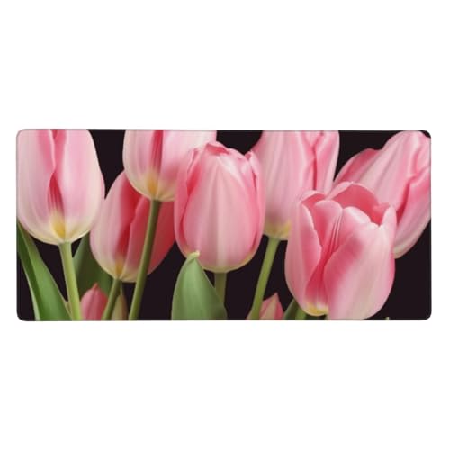 Grand tapis de souris de jeu XXL 90x40 cm rose pour PC de bureau
