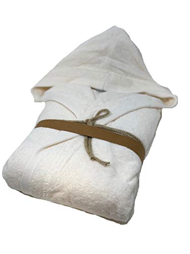 Fazzini Elegante albornoz con capucha unisex de puro algodón hidrófilo art. Losanghe (400 g/m²) blanco perla (ral 1013) XL Cover