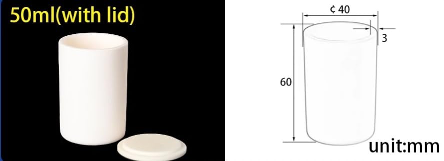 Crogiolo cilindrico in allumina 99% Specifica 2 (con coperchio)(50ml(40x60mm))