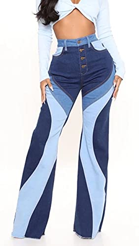 BestGirl Women's Baggy Jeans Pull On Stretchy Loose High Waisted Wide Leg Denim Pants Y2K 90s3
