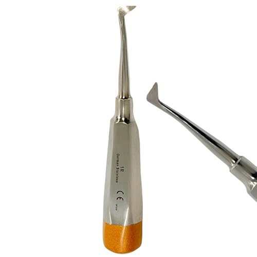 Root and Tooth Extraction Dental Cryer Elevator Pick, Sharp Angled Tip, Color-Coded Handle Ends | Autoclave-Safe German Stainless Steel Dental Instruments (1, #1R Cryer - Gold End)
