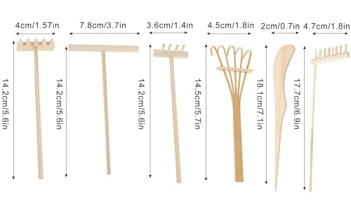Conjunto Mini Rastrillos Zen de Madera 6 Piezas miniatura 2