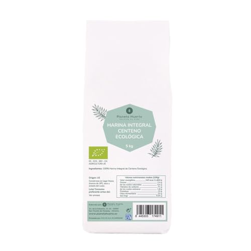 PLANETA HUERTO | Harina Integral de Centeno Eco 5 Kg – Rica en Fibra, Ideal para Panes y Bizcochos