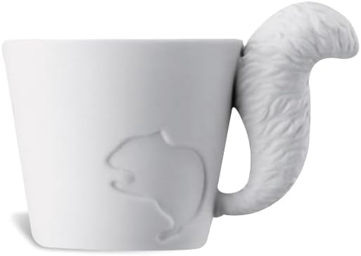TotalCadeau Squirrel Tail Handle Porcelain Coffee Mug, 150ml, Multicoloured
