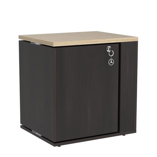 Image of Studio Kook Classic Mini Bar - 360 Revolving Wooden Home Bar Cabinet with Lock, Stainless Steel Glass Holder, Delivered Preassembled (Junglewood, Matte Finish)