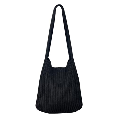 Image of Women's Crocheted Crossbody Tote Hobo Bag, Knitted Shoulder Handbag, Aesthetic Handmade Cute Purse, Knit Crochet Bag