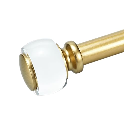 Adjustable 72-144 Warm Gold Curtain Rods for Large Windows 68-140 1 Diameter Heavy Duty Window Drapery Rod with Acrylic Knob Finials Single Long Decorative Window Rod for Home decor