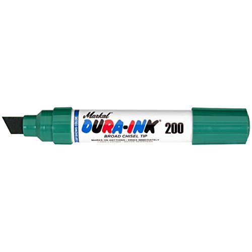 Markal Dura-Ink 200 Jumbo Chisel Permanent Ink Marker, Versatile Surface Compatibility, Size 3.80” or 5.80”, Green, 12-Pack