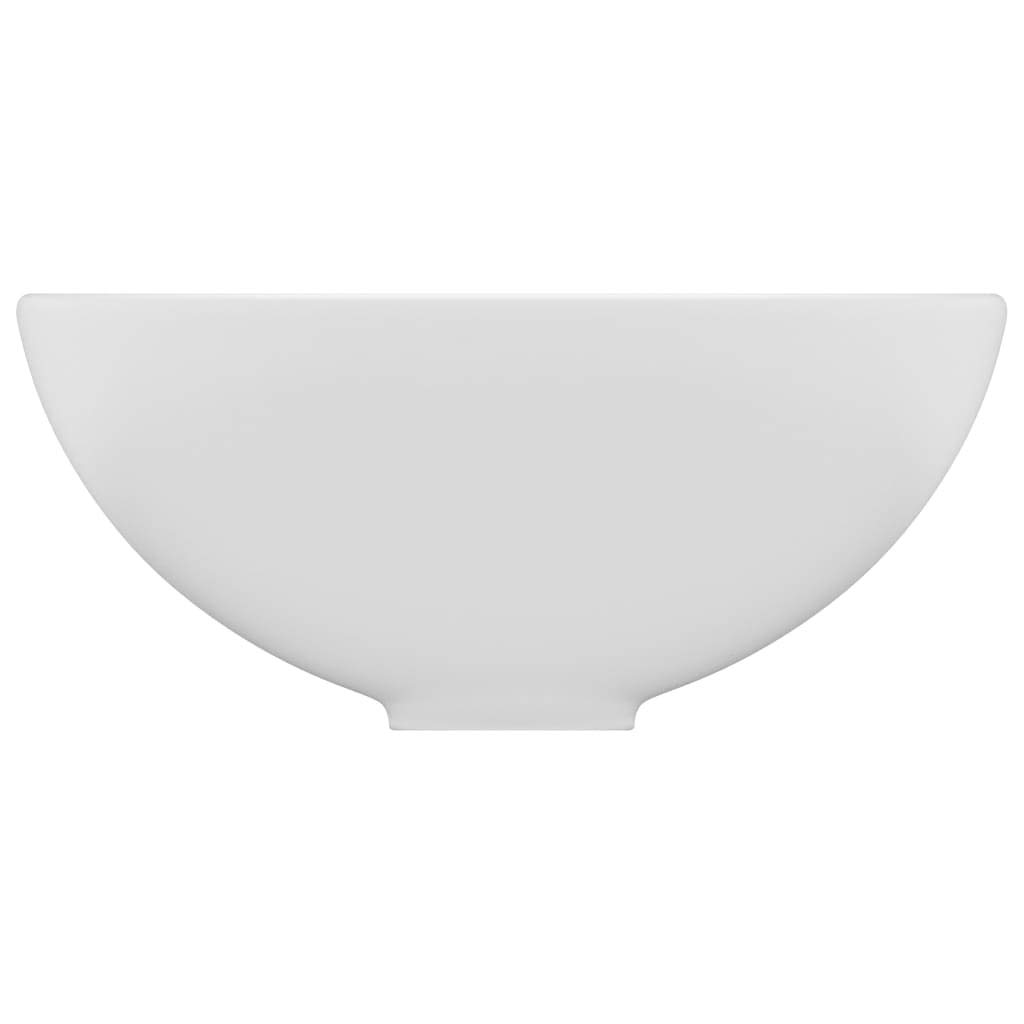 vidaXL Lavabo de Lujo Redondo Tocador Montado Encima Piedra Vasija Aseo Indoro Garaje Fácil de Limpiar de Cerámica Blanco Mate 32,5x14 cm