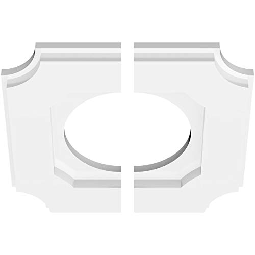 Image of Ekena Millwork CMP10LE2-05000 Locke Architectural Grade PVC Contemporary, Two Piece Urethane Ceiling Medallions 10 inchOD x 5 inchID x 6 inchC x 1 inchP