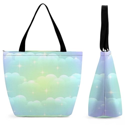 Sac de shopping pour voyage 28.5x18x32.5cm : grand sac à main imprimé arc-en-ciel