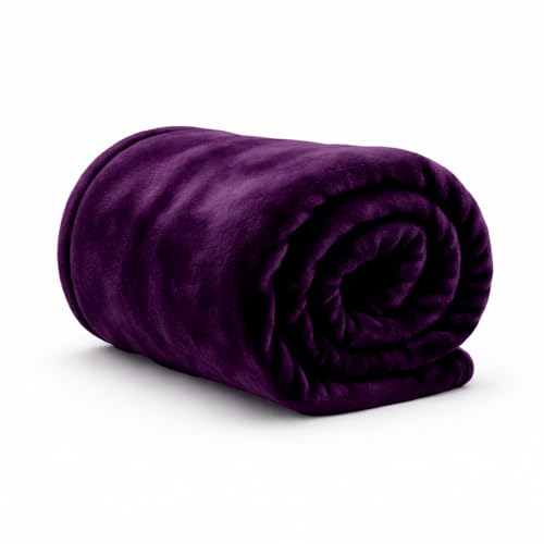 Rohi Plum Throw Blanket Single Size 127x152cm | Super Soft & Warm Plush Fleece Throws For Sofas | Fluffy Blanket for Bed & Couch | Versatile & Lightweight Fleece Blanket for Adults
