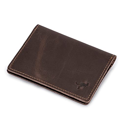 Carteira Masculina Porta Cartão Slim Couro Bovino (Marrom Escuro)