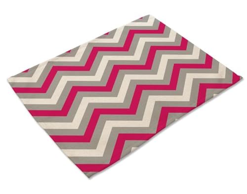 Napperon tapis de table lot de 4 set géométrie rose lin et polyester - 5