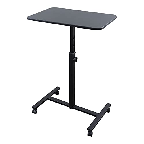 Stand Up Desk Store Height Adjustable Single Column Rolling Standing Desk Laptop Stand - Black