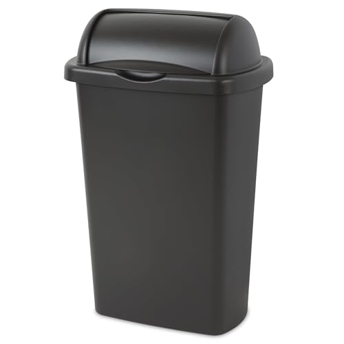 Caneca de basura rectangular de plástico negro 13 galones