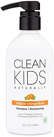 Clean Kids Naturally Tropical Orange Burst Shampoo, All-Natural, Gluten-free, Vegan, and Cruelty-free, Paraben-free, 16 oz (1 Bottle)