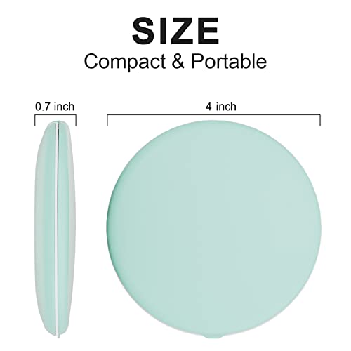 Luckme Lighted Compact Travel Mirror,Compact Mirror With Light,Upgraded 4 Inch 1X/5X Magnifying Travel Makeup Mirror, Brightness Adjustable 2-Side Pocket Mirror For Handbag, Cyan #TOP2
