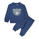 Real Basics Cotton Fleece Pajama Set For Boys & Girls - Unisex Winter Clothing Sets Full Sleeve T-Shirt & Pant (Navy Teddy_2-3 Years)