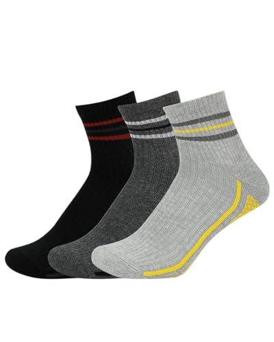 SocksXpress Men’s Cushioned Ankle-Length Socks | Pack of 3 Pairs | Black, L.Grey, D.Grey, Navy | Combed Cotton with Temperature-Regulating Soft Cushioning | Breathable & Daily Comfort Sports Socks