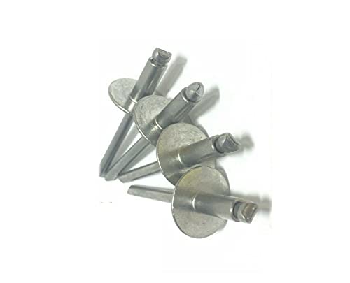 Pr-Mch Package of 25, 1/8" x 1/8" Grip All Stainless Steel Metal Large Flange POP Rivet Set Kit #DR-D1519D