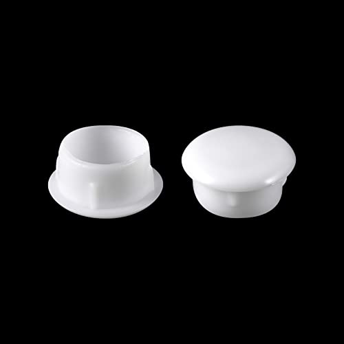 Image of uxcell Screw Hole Plugs, 15mm(19 /32 inch) Dia PP Snap in Shelf Button Flush Type Caps for Furniture Cabinet Cupboard, White 60 Pcs