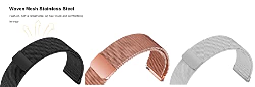 Image of ACM Pack of 3 Watch Strap Magnetic Loop 20mm compatible with Compaq Q Watch Smartwatch Metal Chain Band (Black /Rose Gold Pink /Silver)
