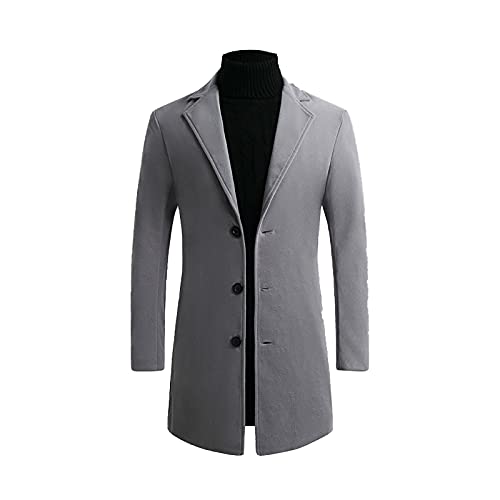 XUNRYAN Teen Boys Trench Coats Wool-Blend Peacoats Slim Fit Lapel Blazer Jackets Elegant Suits Winter Fall Fashion Coat