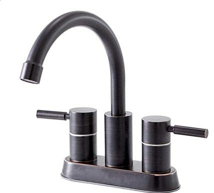 Robinet de lavabo de salle de bains à 2 poignées bronze noir