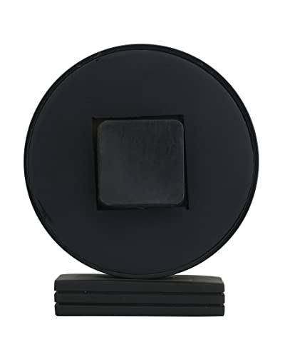 Image of Decor de Maison Metal Brings Handcrafted Aleksi Analog Table Clock for Kidsroom, Living Room, Bedroom, Study Table, Office Desk | Classic Non-Ticking Tabletop Battery Operated Desk Clock (Black)