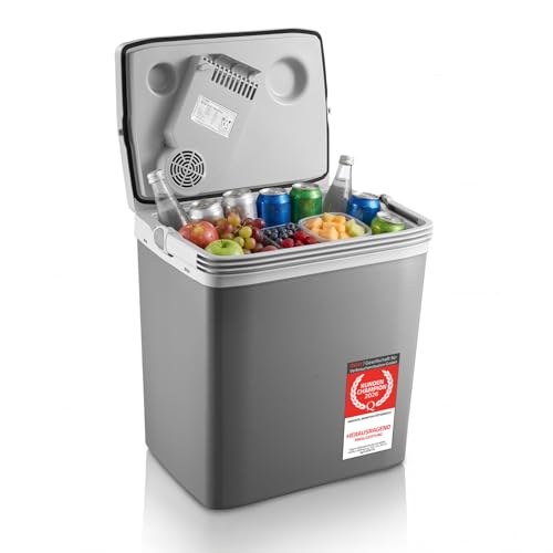 TZS First Austria - Thermoelektrische Kühlbox 32L - 18 Grad Kühlleistung - 230V/12V/USB-C PD 3.0 - Mobile Minibar für Auto & Camping - Grau/Hellgrau