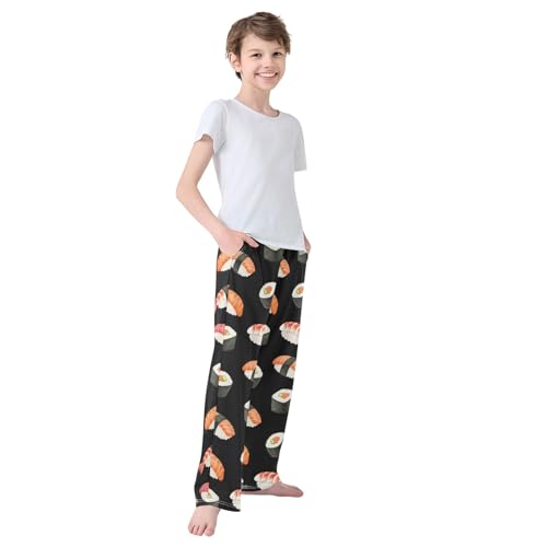 CHIFIGNO Boys Home Pants Sushi Black Pants for Boys with Pockets Boys Pants Size 9-104