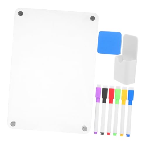 HOMSFOU Pizarra Blanca Magnética De Acrílico Transparente 20x30 Cm Borrador Seco y 6 Rotuladores Para Organización Hogar Oficina Escuela