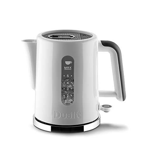 Dualit Studio Kettle | 1.5L 2.4KW Jug Kettle in White with Polished Trim | Dual Measuring Windows | Fast Boiling BPA Free | Patented Sure Pour Technology
