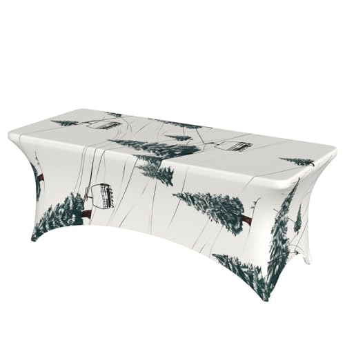 HCBPWVQA Ski Lift Fir Tree 6FT Fitted Table Cover