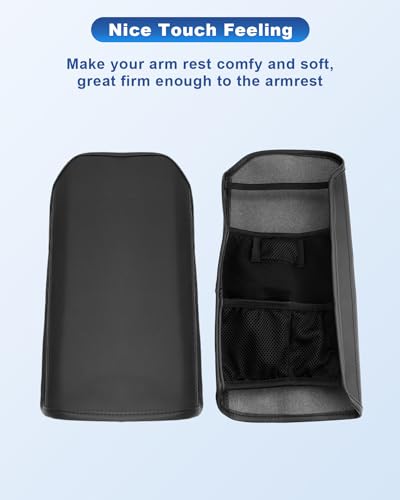 Image of CDEFG for 2024 2025 2026 Chevy Blazer EV Center Console Cover for 2024 2025 2026 Chevrolet Blazer EV LT /RS Accessories Armrest Cover Blazer EV Middle Console Pad Arm Rest Cushion (Black Leather)