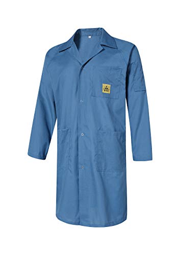 ESD Anti Static Lab Coat Lapel Collar Medical Jacket Smock Gown Non-Stretch Work Uniform for Men Women Navy