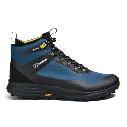 Berghaus Men's Vc22 Multisport Mid Walking Hiking Boots | Durable | Waterproof | Breathable | Gore Tex | Vibram, Jet Black Hale Navy Corn Husk, 9.5