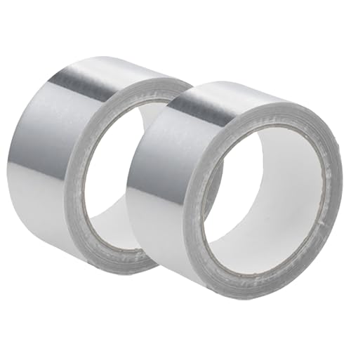 Durdiiy Aluminium Foil Adhesive Tape, 2 Rolls 40m*50mm High Temp Heat-Resistant Repair Water Proof Foil Tape for Pipe Ducting Repair Protect,Shielding Panels,Insulating,Food Supplies Preservation