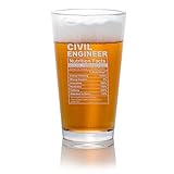 Civil Engineer Nutrition Facts Pint Beer Glass - Engineers Elixir, Civil Engineer, Engineer Gift, Student Gift, Office Gift, Gift For Men, Gift For Women