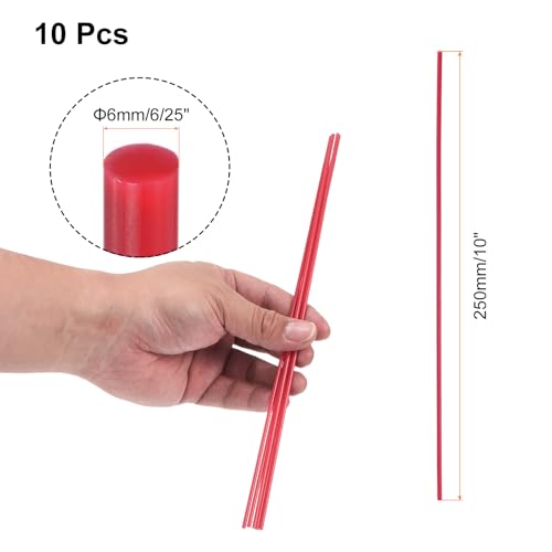 Image of uxcell 10pcs Plastic Round Rod 6 /25 Inch Dia 10 Inch Length Red (POM) Polyoxymethylene Rods Engineering Plastic Round Bars(6mm)