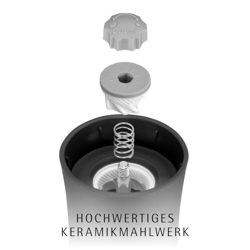 Foto von WMF Trend Mühlenset 2tlg, Salz- und Pfeffermühle unbefüllt, Glasbehälter, Keramikmahlwerk, Mühle für Salz und Pfeffer, Gewürze, spülmaschinengeeignet, grau