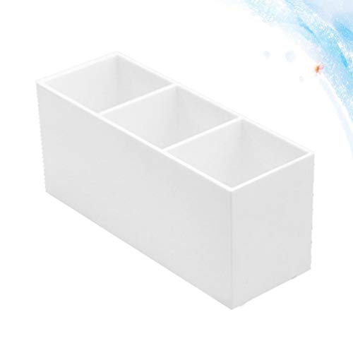FRCOLOR Makeup Brush Holder Organizer Three Grids Acrylic Cosmetics Brushes Storage Box Desktop Storage Container for Office Home White - Image 3